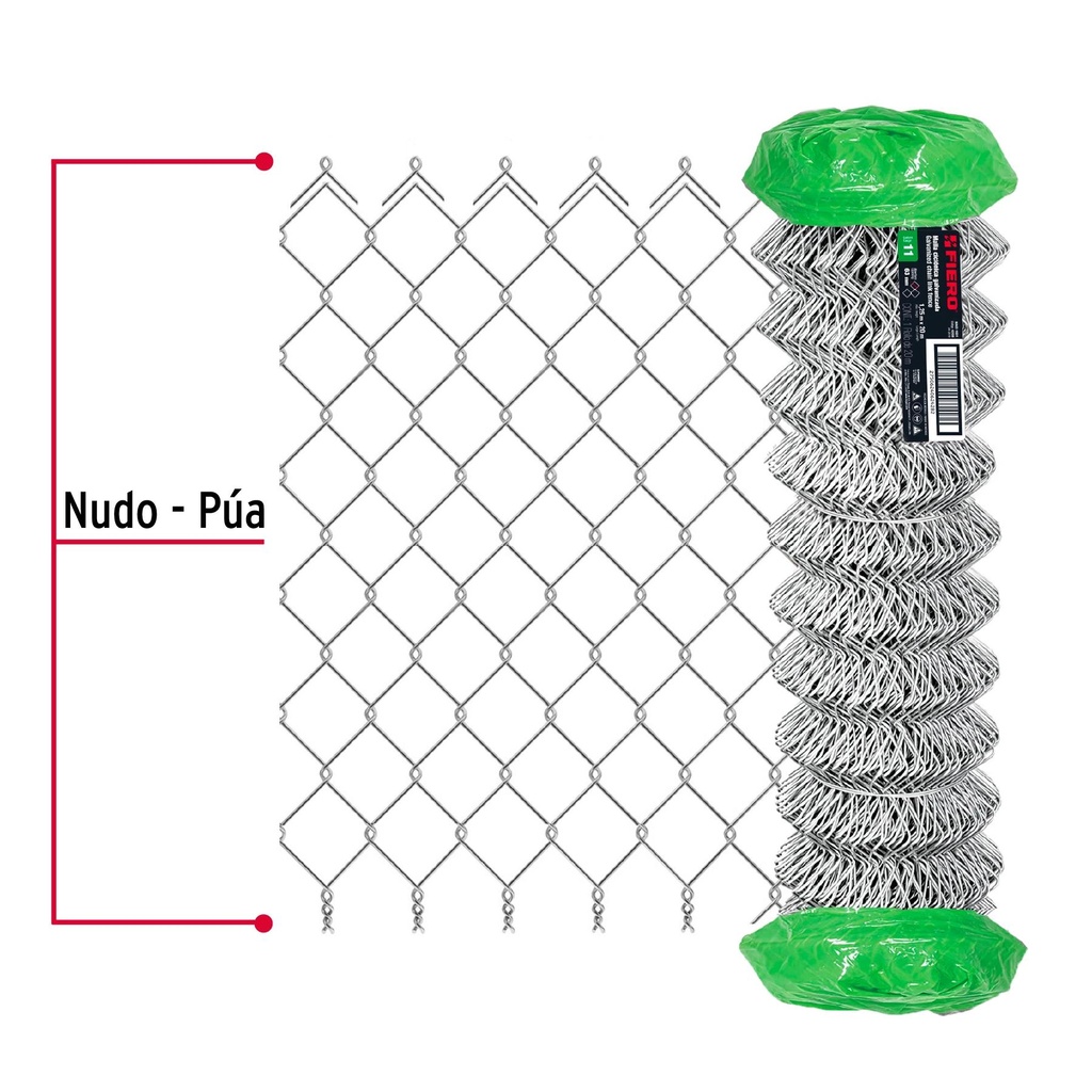 Rollo 20m x 1.25 m malla ciclónica calibre 11 abertura 63 mm