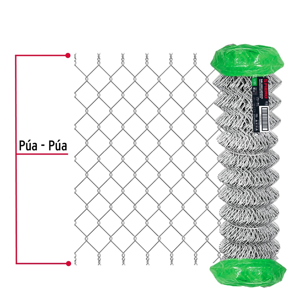 Rollo 20m x 1.75 m malla ciclónica calibre 11 abertura 69 mm