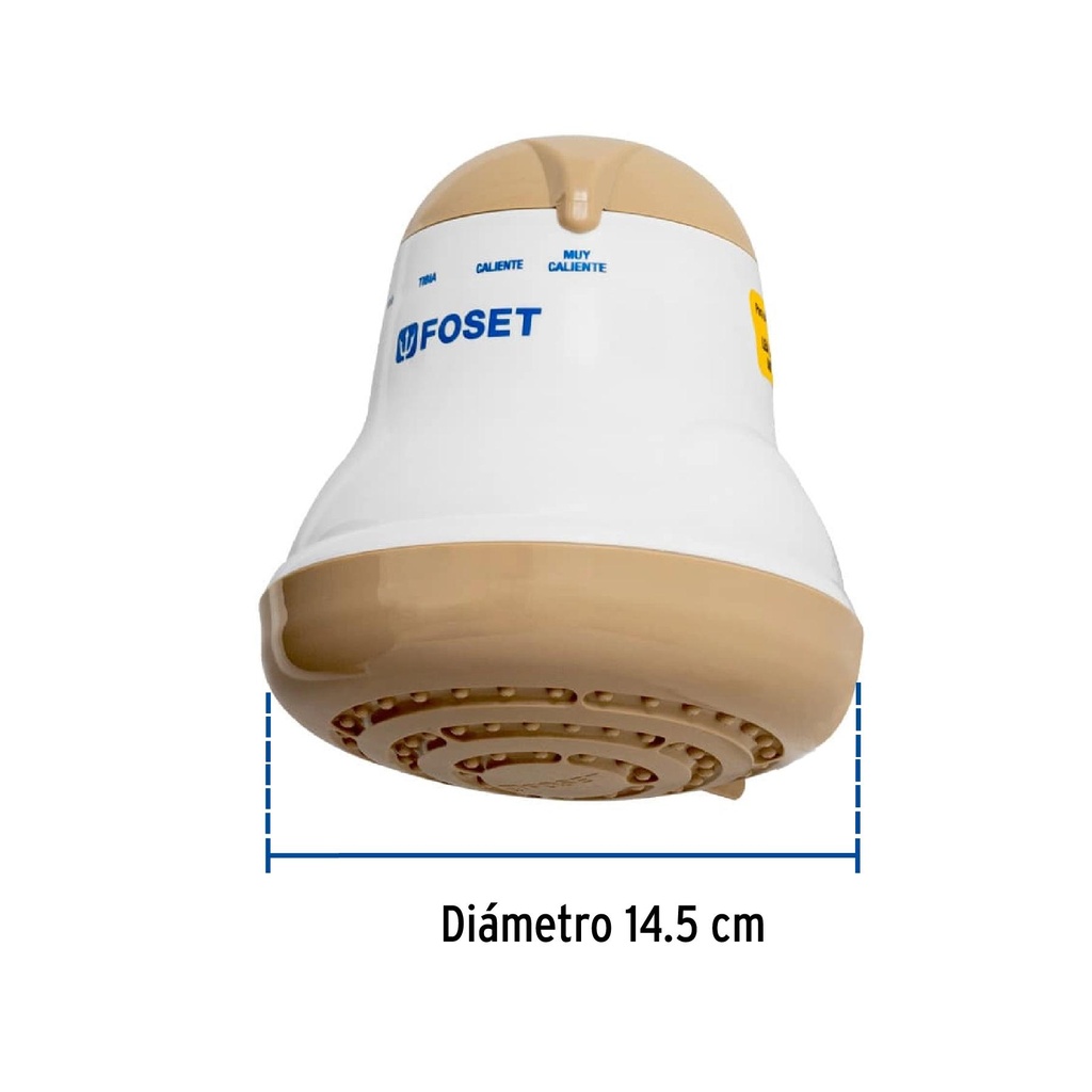 Regadera eléctrica de 4 temperaturas, 5-3/8', Beige, Foset