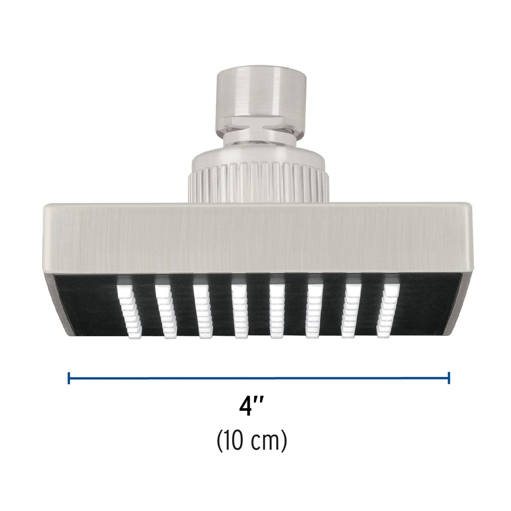 Regadera cuadrada ABS 4' acabado satín sin brazo, Foset