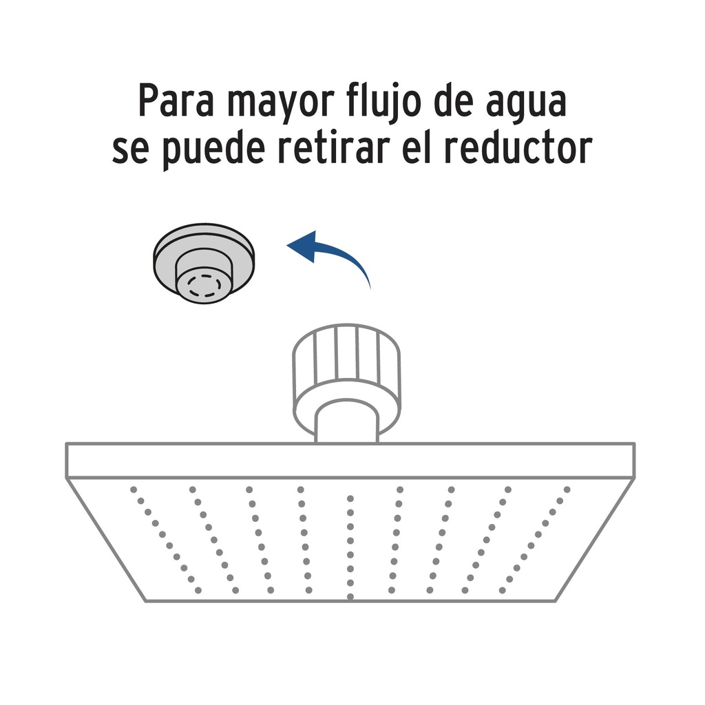 Regadera cuadrada ABS 4' acabado satín sin brazo, Foset