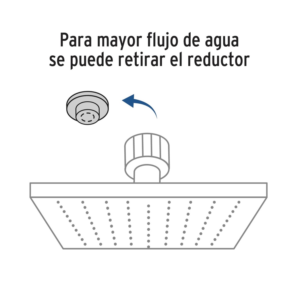 Regadera cuadrada ABS 6' acabado cromo con brazo, Foset