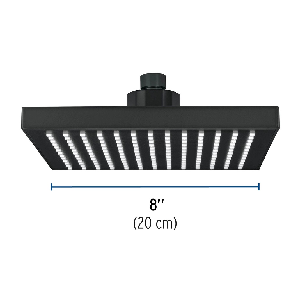 Regadera cuadrada ABS 8' acabado negro mate sin brazo, Foset