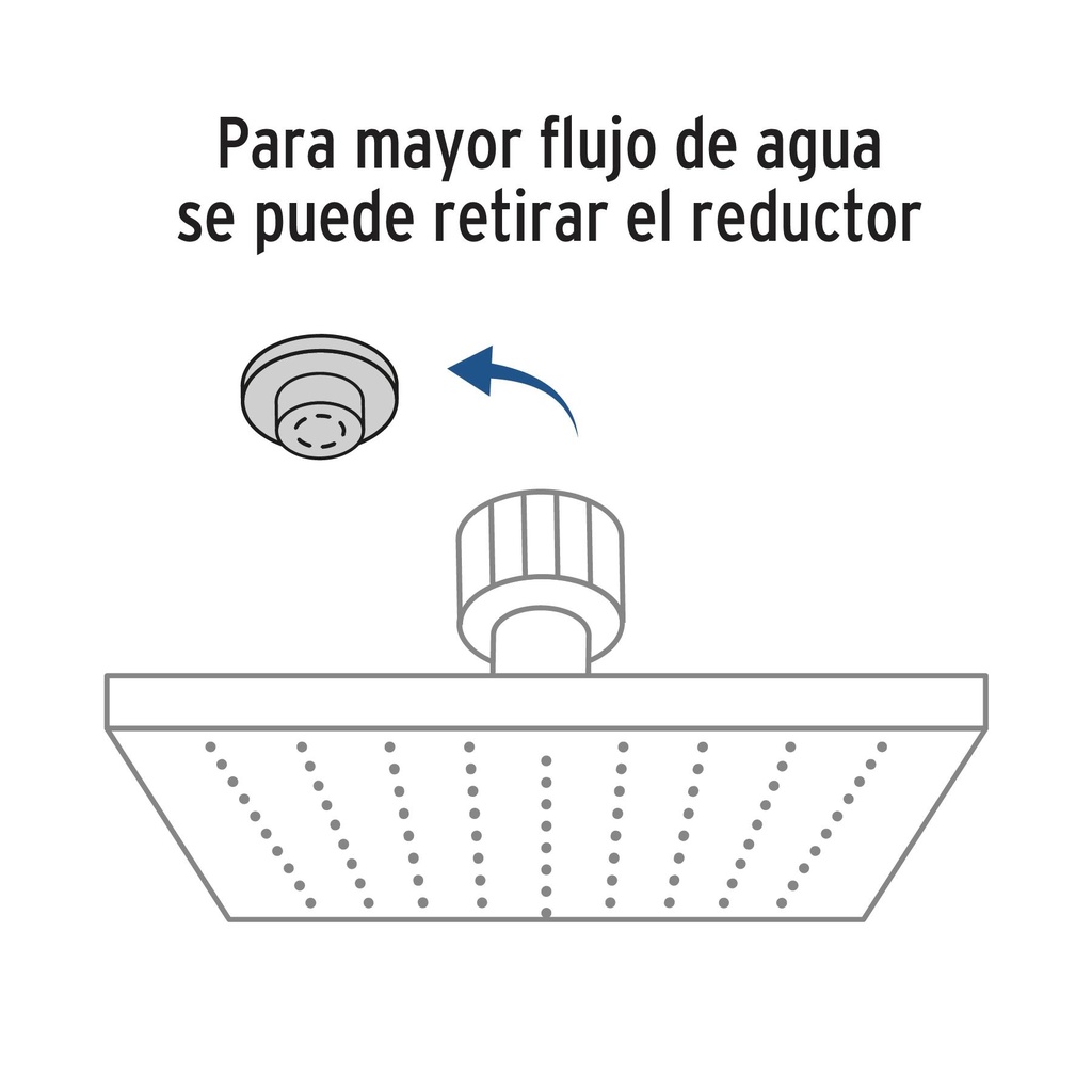 Regadera cuadrada ABS 8' acabado negro mate sin brazo, Foset