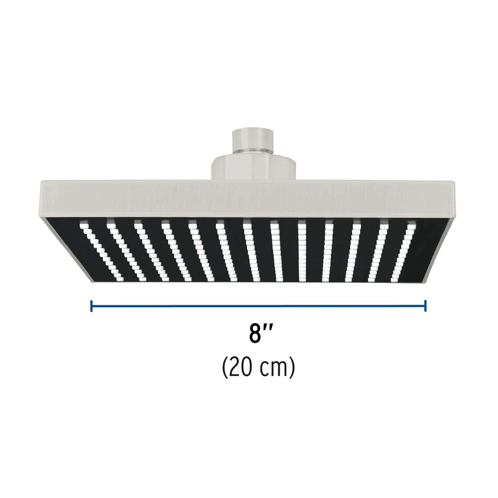 Regadera cuadrada ABS 8' acabado satín sin brazo, Foset