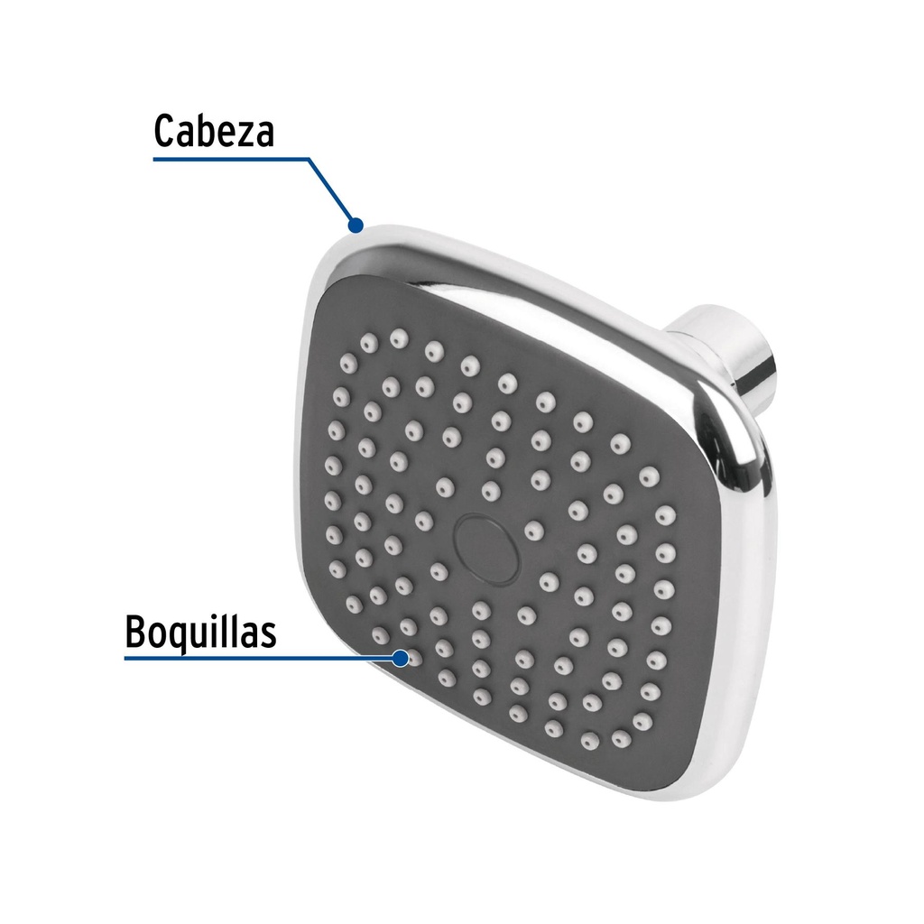 Regadera cuadrada de ABS 3-3/4' sin brazo, Foset Basic