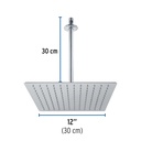 Regadera cromo 12' plato cuadrado delgado con brazo, Riviera