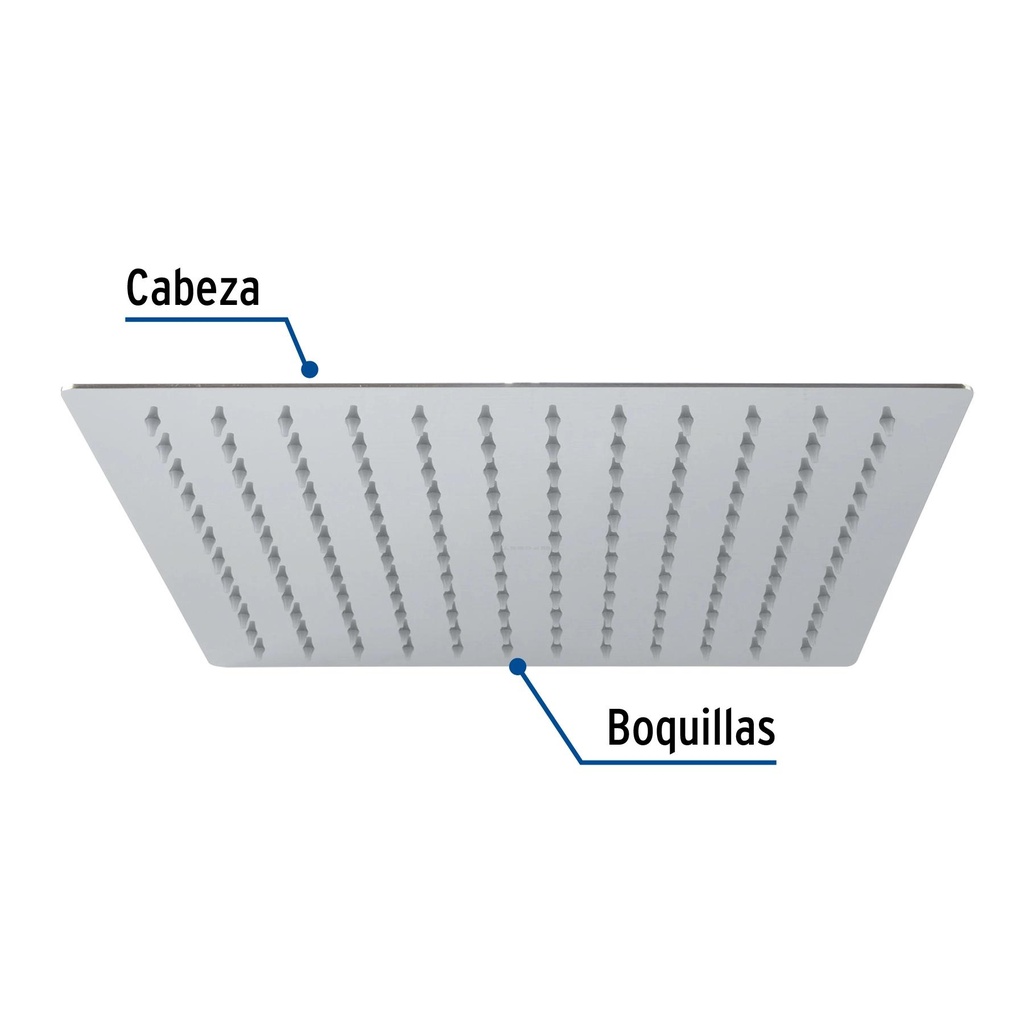 Regadera cromo 12' plato cuadrado delgado sin brazo, Riviera