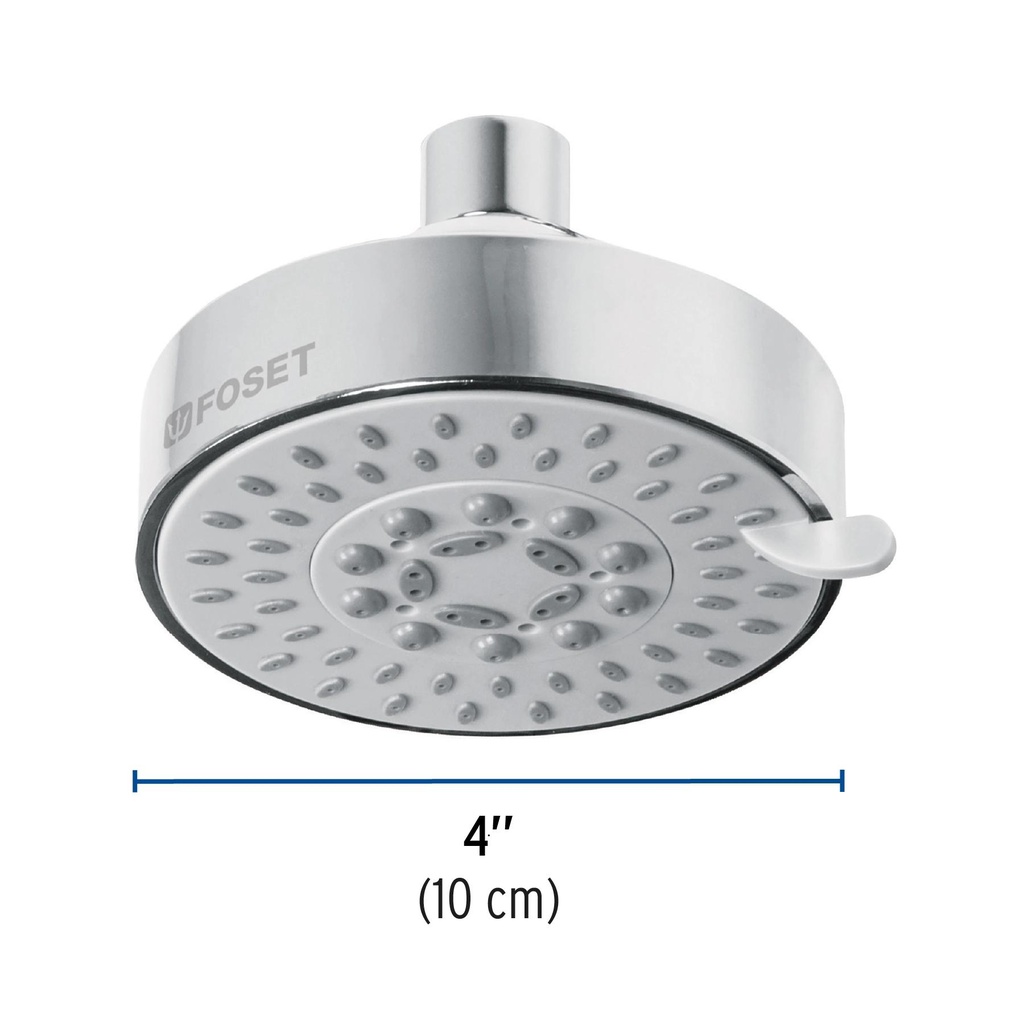 Regadera cromo 4'con 5 funciones, sin brazo, Foset Element