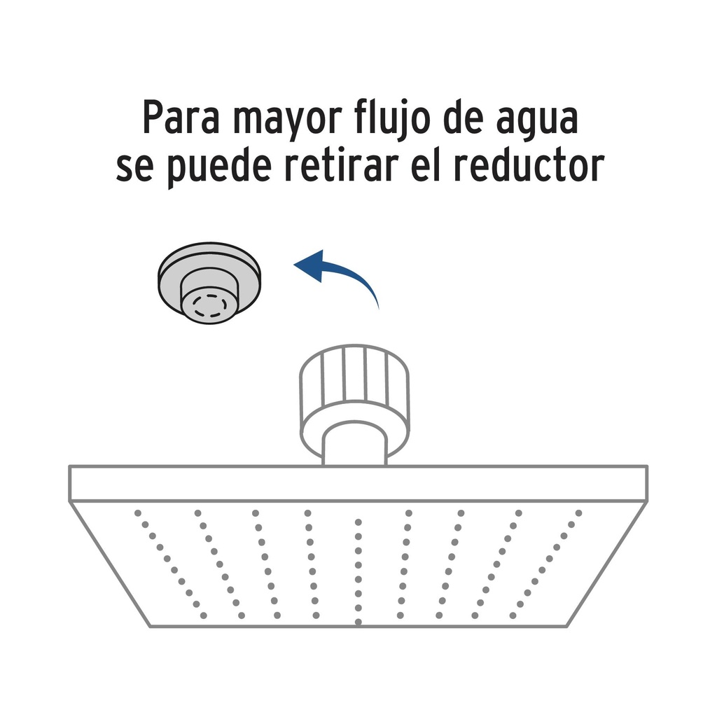 Regadera cromo 8' plato cuadrado delgado sin brazo, Riviera