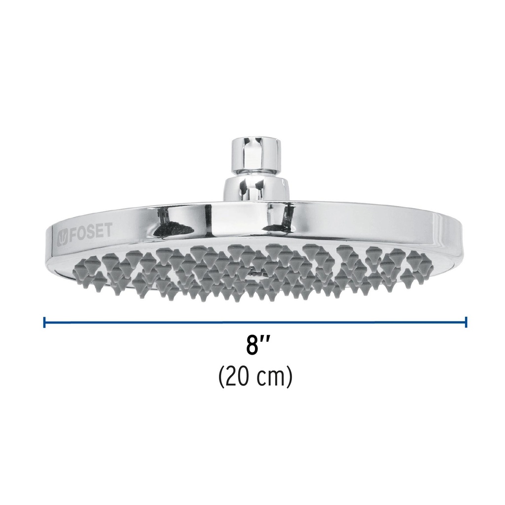 Regadera cromo 8' plato redondo, sin brazo, Foset Element