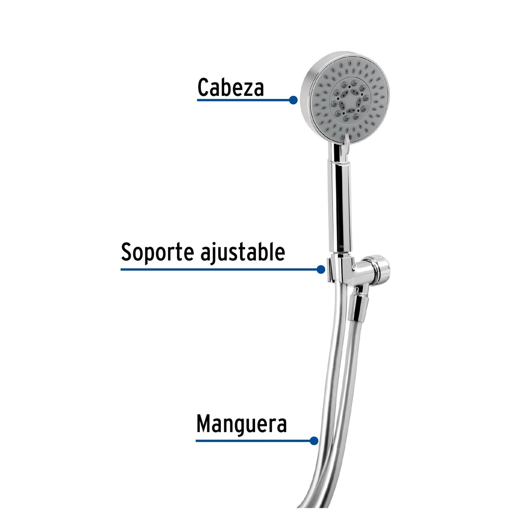 Regadera cromo de teléfono 4' con soporte, Foset Element