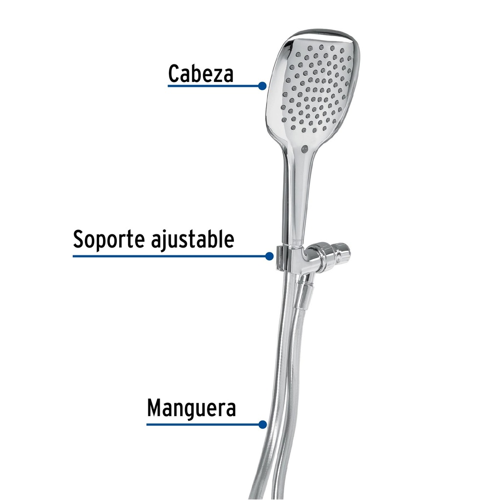 Regadera cromo de teléfono con soporte, Foset Riviera