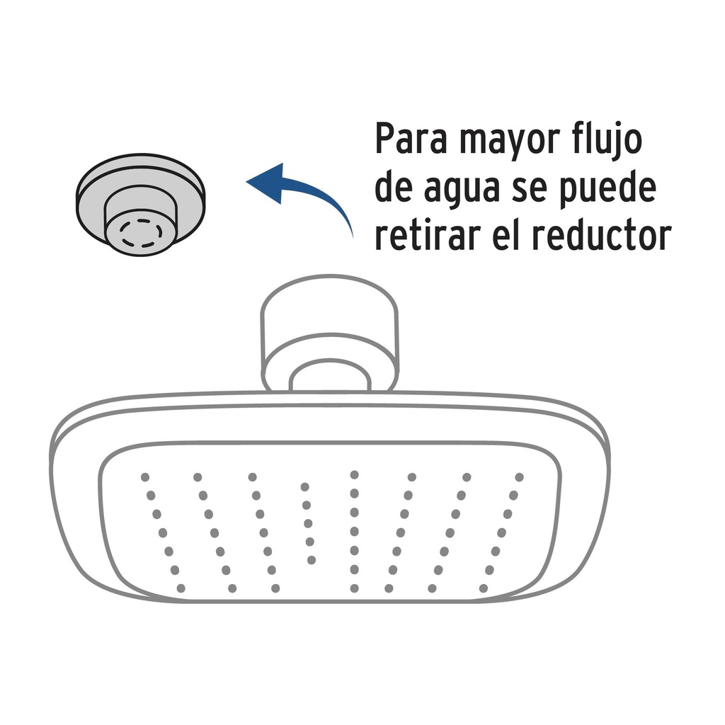 Regadera cuadrada 3-3/4' brazo y chapetón de acero, Basic