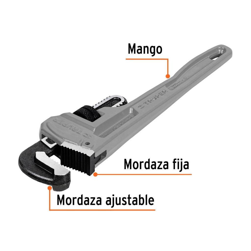 Llave stilson 12' cuerpo de aluminio, Truper