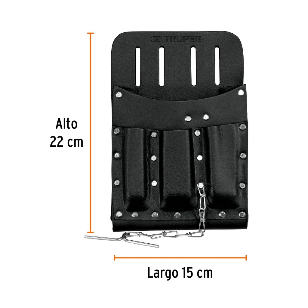 Porta herramientas de cuero con 11 compartimentos, Truper