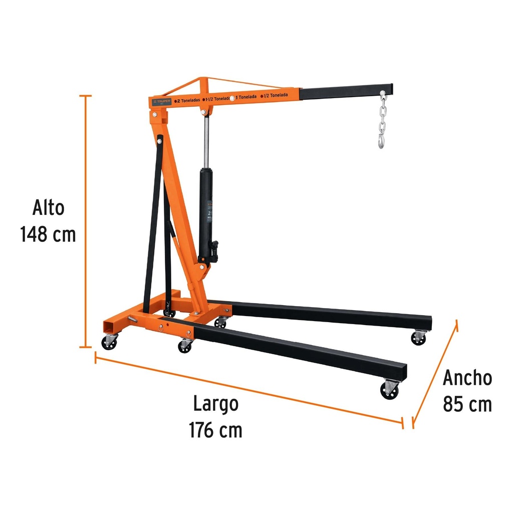 Pluma hidráulica 2 ton, plegable, Truper