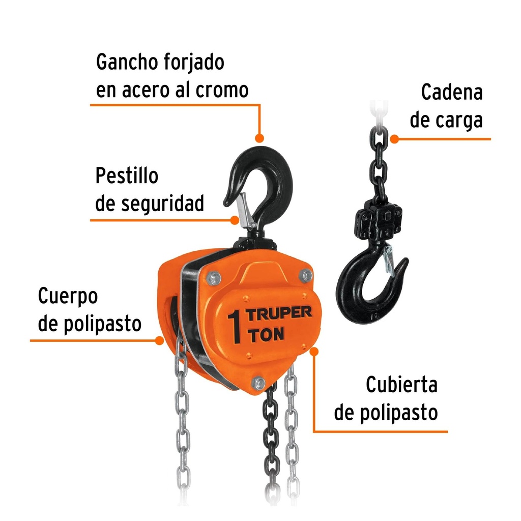 Polipasto de cadena de 1 ton, Truper