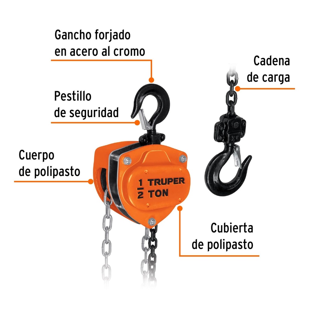 Polipasto de cadena de 1/2 ton, Truper