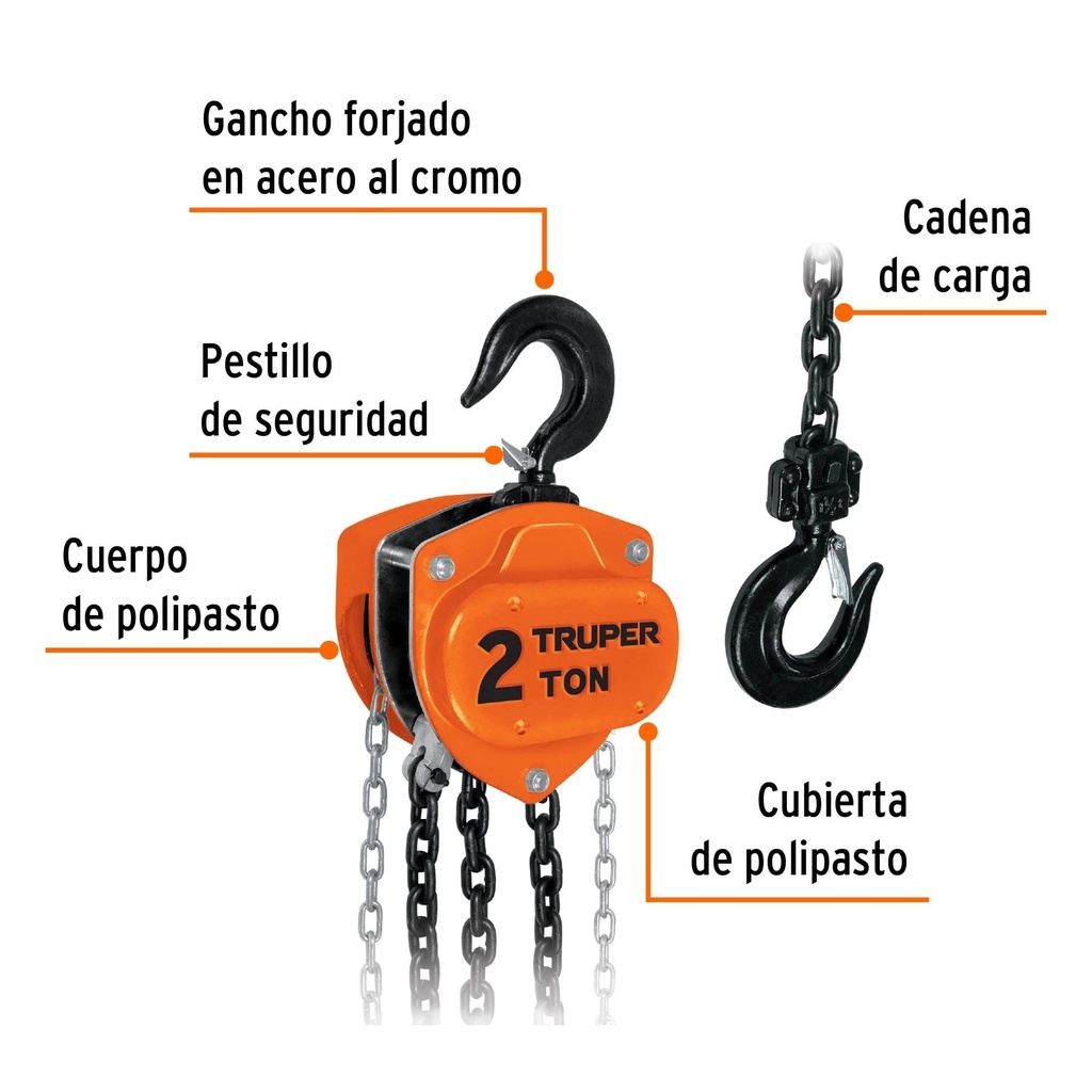 Polipasto de cadena de 2 ton, Truper