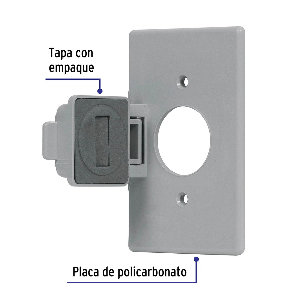 Placa contacto redondo, policarbonato,p/intemperie, Standard