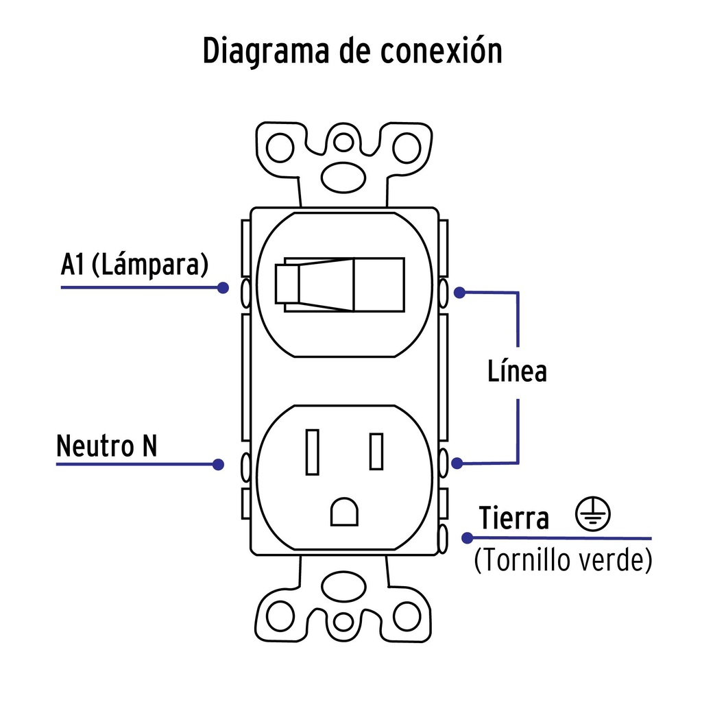 Placa armada interruptor y contacto, línea Standard, marfil