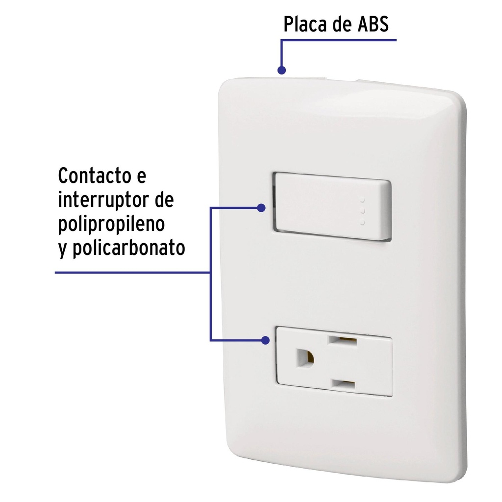 Placa armada contacto e interruptor, blanco, línea Italiana