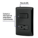 Placa armada contacto e interruptor, negro, línea Italiana