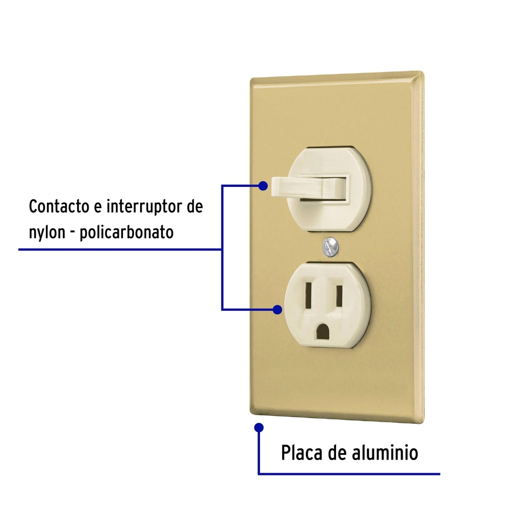 Placa armada interruptor y contacto, línea Standard, alumini