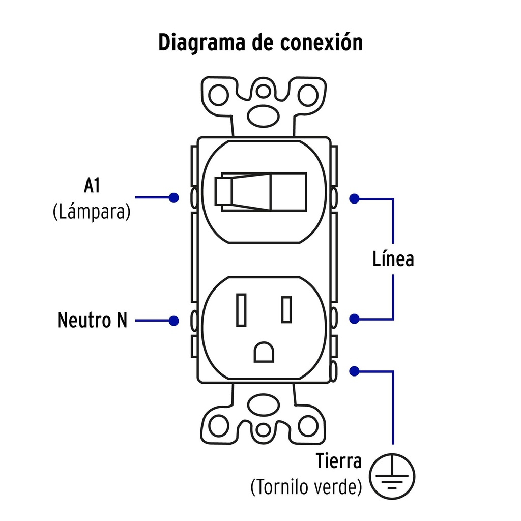 Placa armada interruptor y contacto, línea Standard, alumini