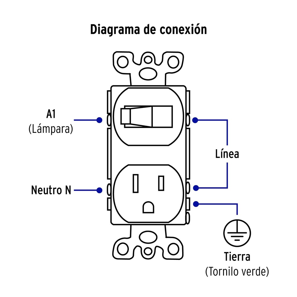 Placa armada interruptor y contacto, línea Standard, blanco