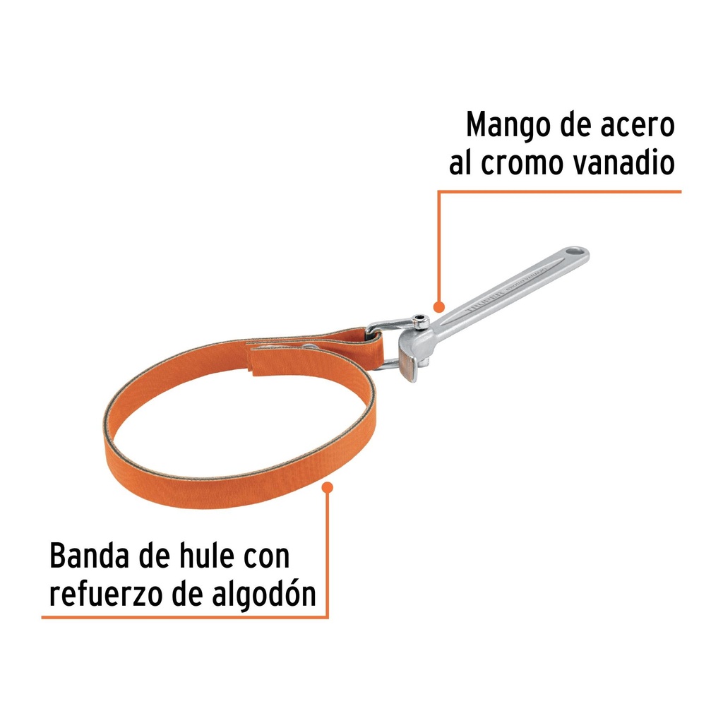 Llave de banda de hule 1-1/2'-6-1/2' para filtro de aceite