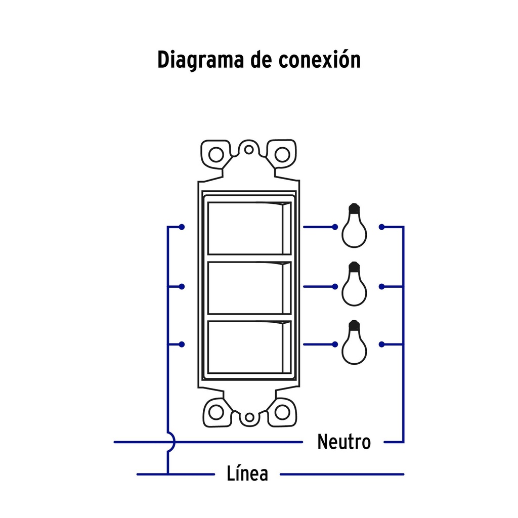 Placa armada con 3 interruptores sencillos, línea Classic