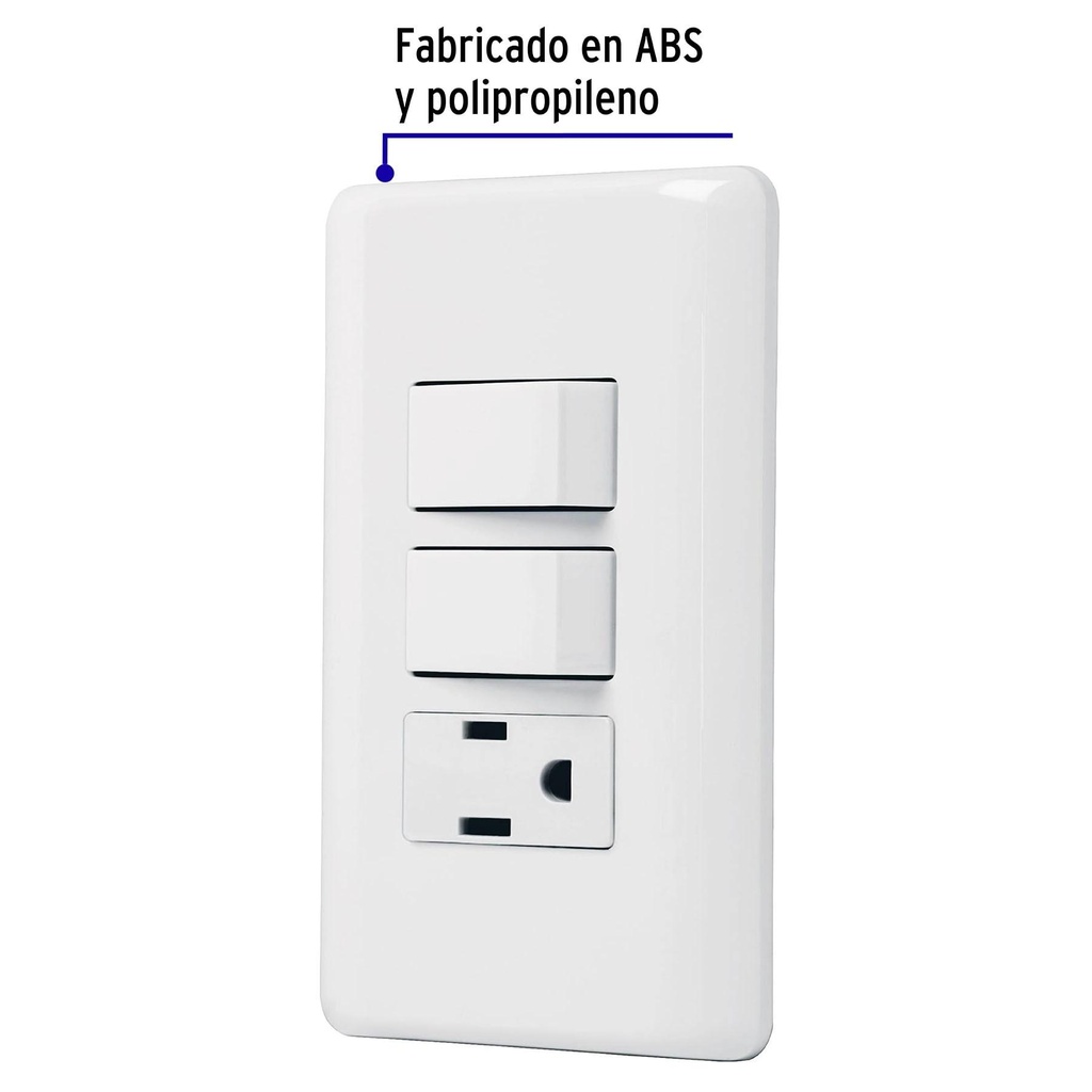 Placa armada con contacto y 2 interruptores sencillos, Basic