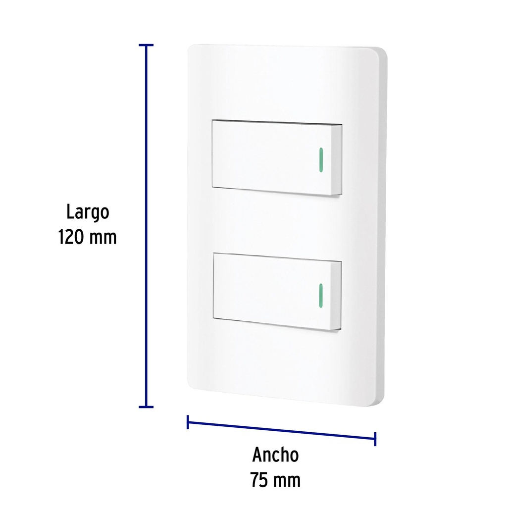 Placa armada blanca 1 interruptor y 1 de 3 vías 1 mód, Lisbo