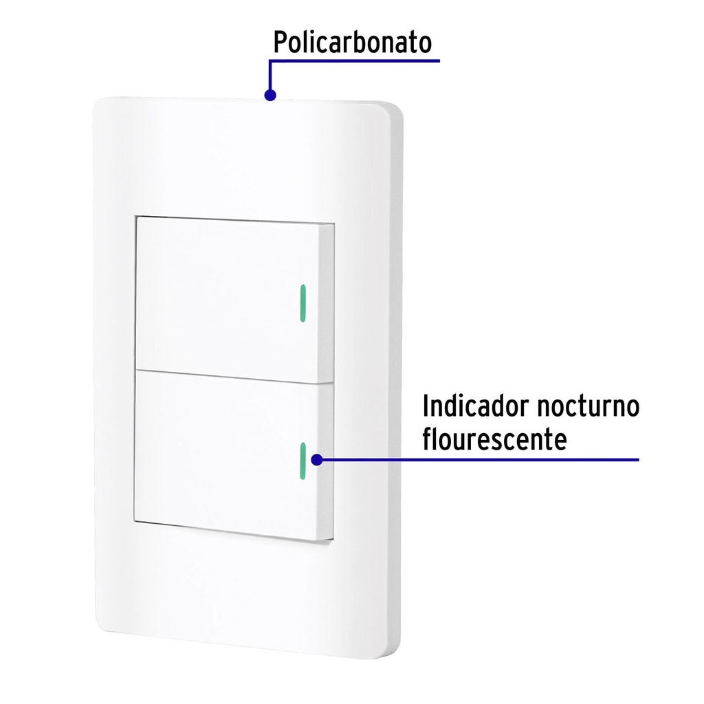 Placa armada blanca 1 interruptor y 1 de 3vías 1.5mód, Lisbo