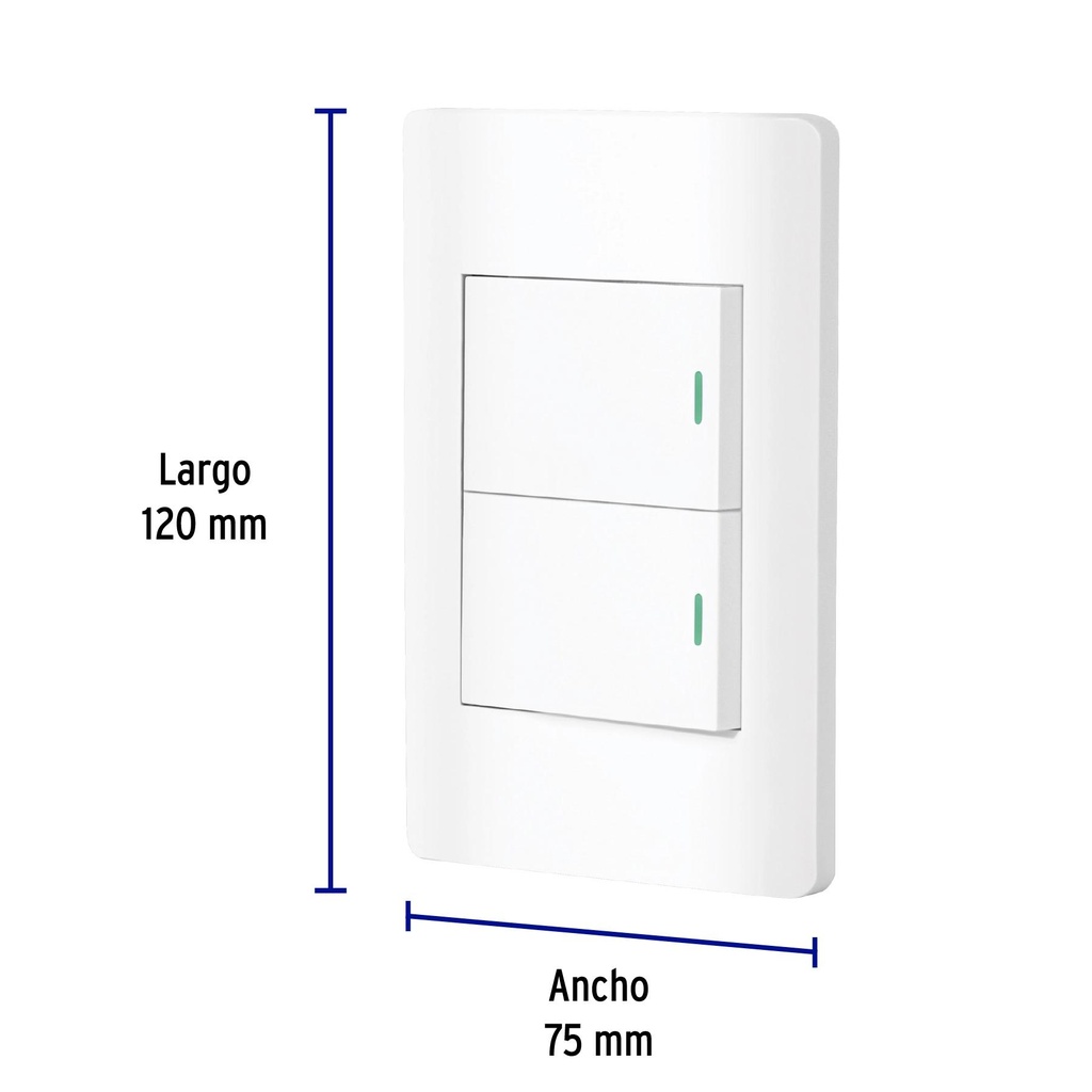 Placa armada blanca 1 interruptor y 1 de 3vías 1.5mód, Lisbo