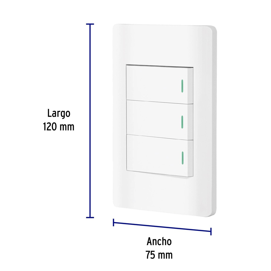 Placa armada blanca 2 interruptores 1 de 3 vías 1 mód, Lisbo