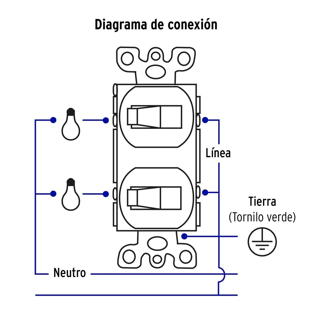 Placa armada 2 interruptor sencillo, línea Standard, alumini