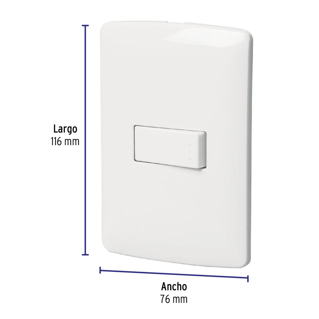 Placa armada 1 interruptor sencillo, blanco, línea Italiana