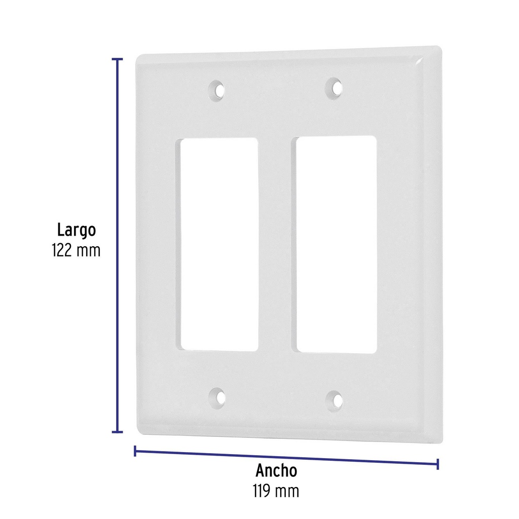 Placa 2 ventanas, de policarbonato, línea Classic, Volteck