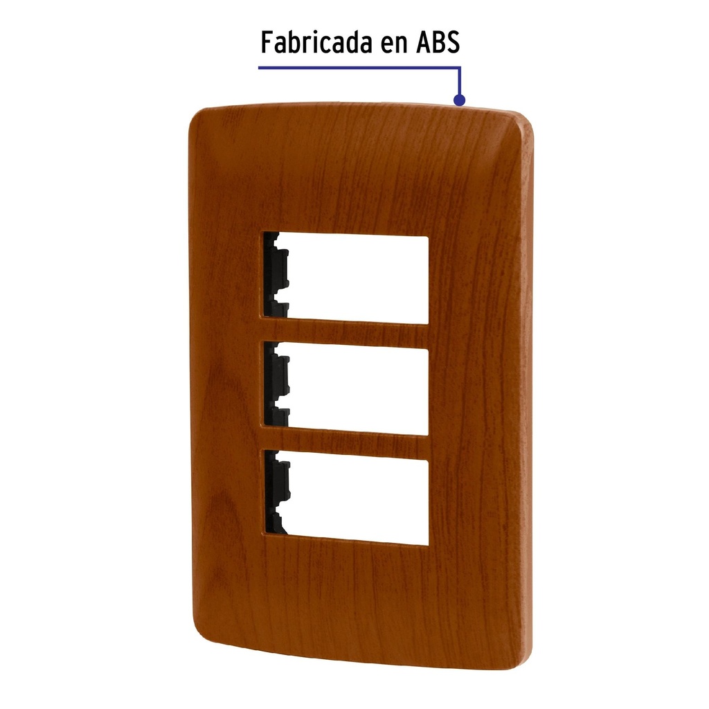 Placa 3 módulos de ABS, línea Italiana, acabado madera