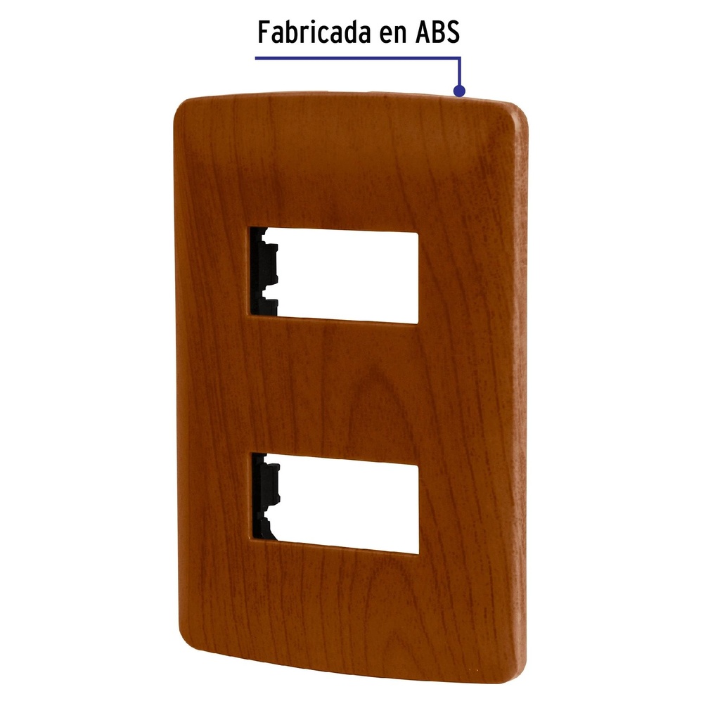 Placa 2 módulos de ABS, línea Italiana, acabado madera