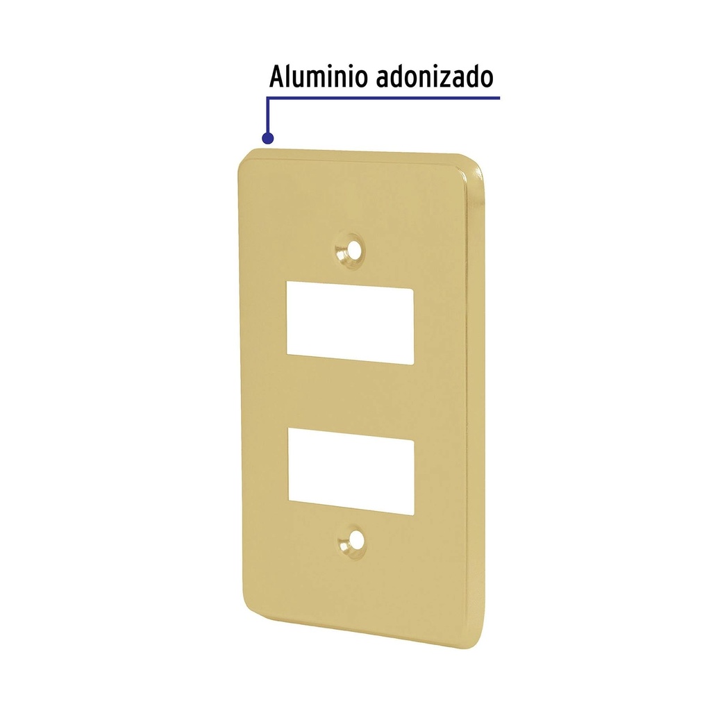 Placa 2 módulos, de aluminio, línea Económica, Volteck