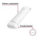 Piola de poliéster diamante de 5 mm x 15 m blanca, Fiero