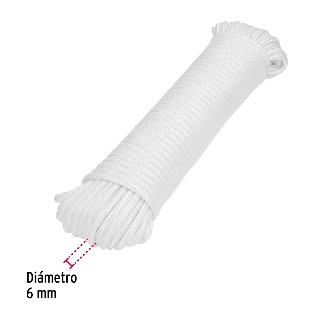 Piola de poliéster diamante de 6 mm x 30 m blanca, Fiero