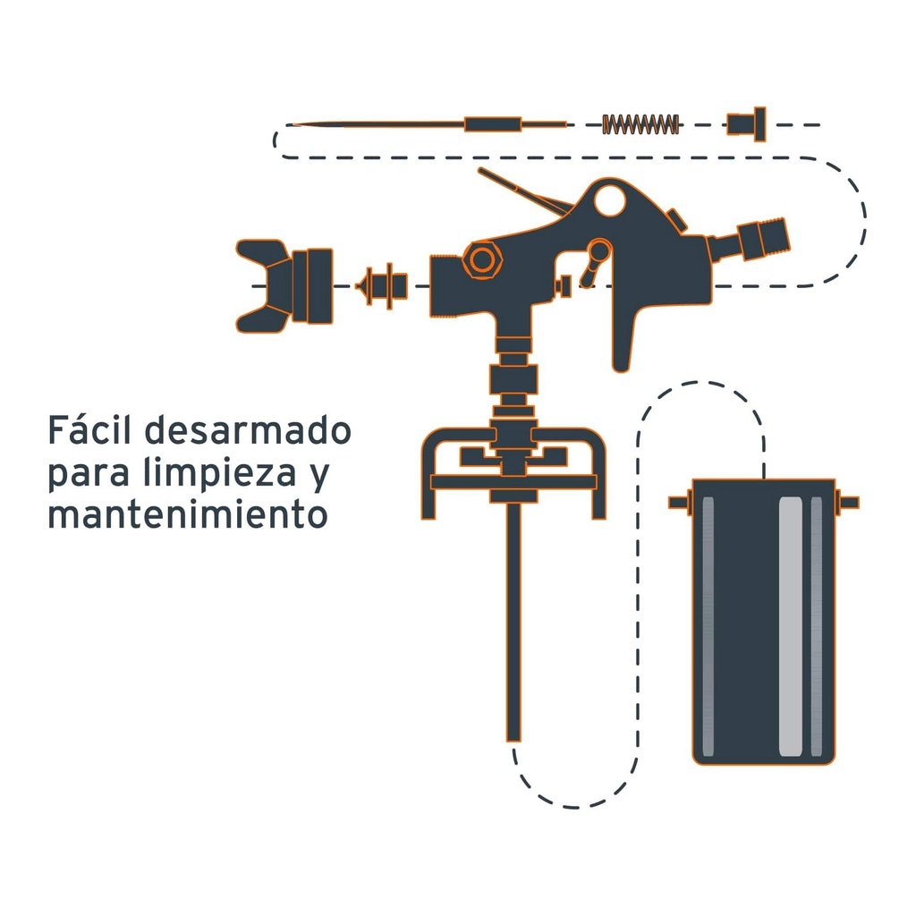 Pistola compacta p/retoque HVHP vaso alum, 1.5 mm, Truper