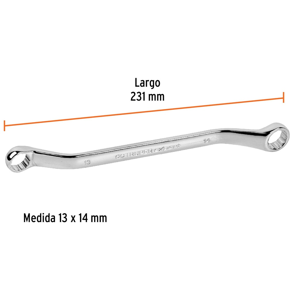 Llave de estrías 13 x 14 x 231 mm largo, Truper Expert