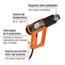 Pistola de calor 2000 W con 9 accesorios, profesional