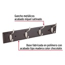 Perchero negro para pared con 4 ganchos satinados, Hermex